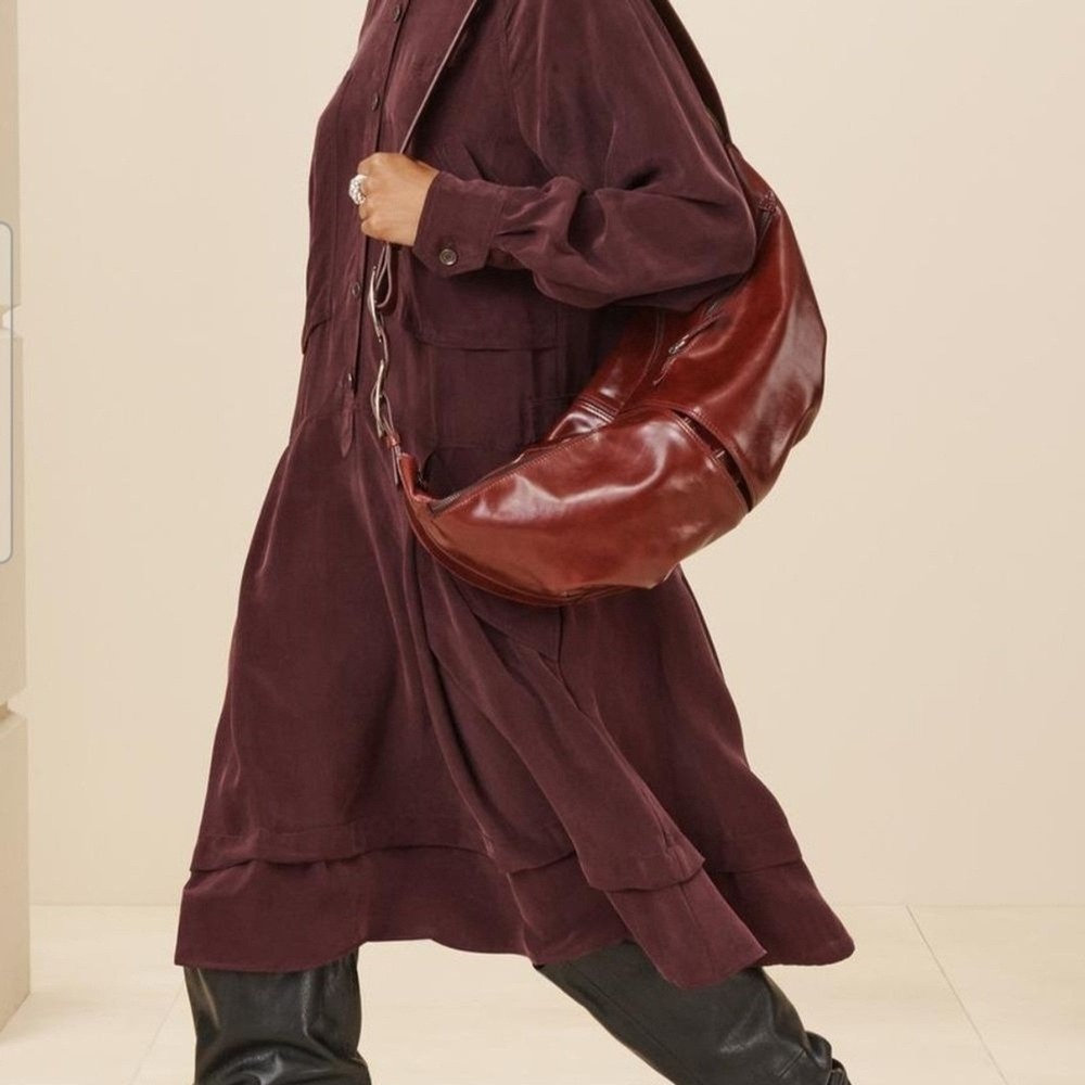 Lemaire Large Soft Game Bag Burgundy Leather Crossbody Shoulder Bag